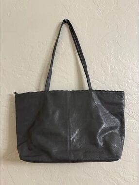 Latico Dark Gray Genuine Leather Large Tote Shoulder Bag